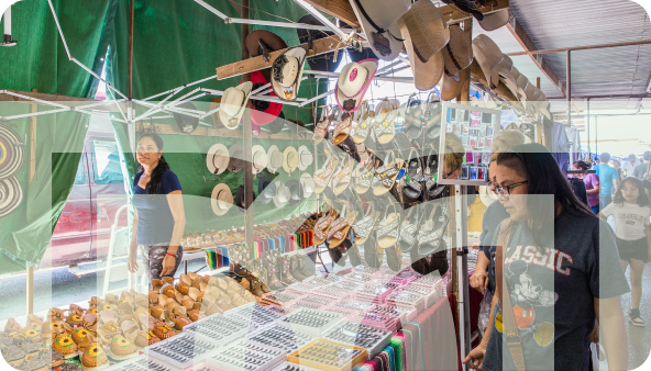 Hat business. Mercadome Flea Market.